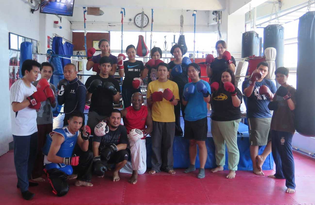 LBI Team In Action Learning Kickboxing And Basic Self Defense Techniques At Reveillino Kickboxing Academy